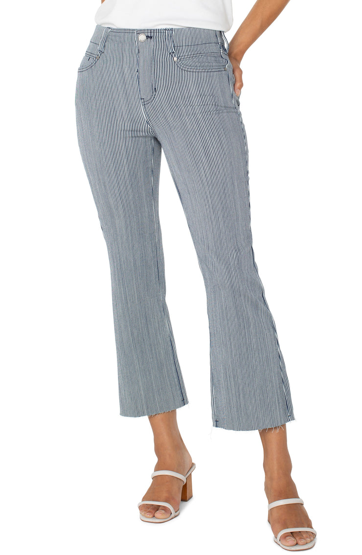 Gia Glider Crop Flare W/Back Pleat White Stripe