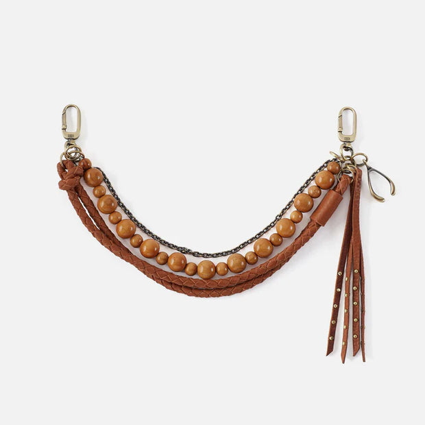 Wooden Beads, Bag Swag, Woven Leather