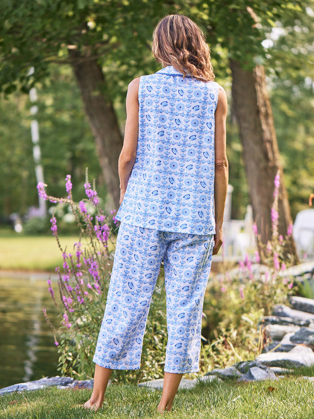 Teacup Pajama Set White Blue
