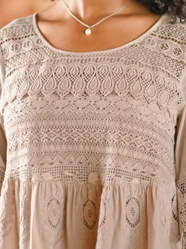 Treasured Lace Tunic Dress Antique