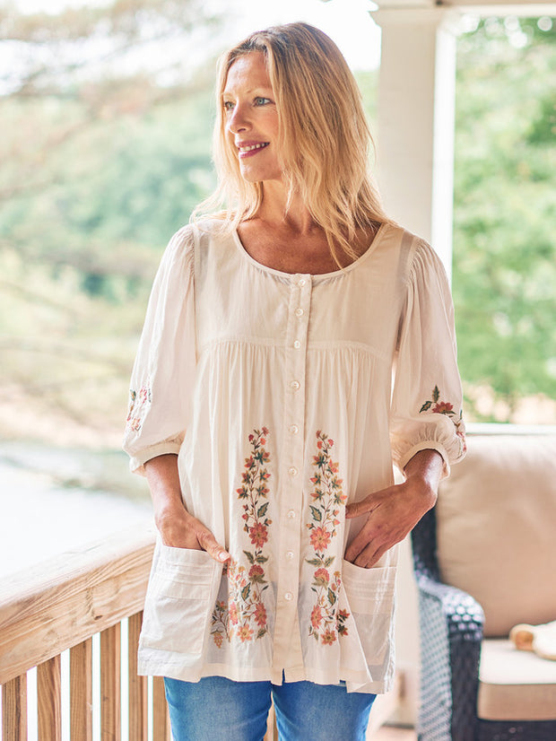 Patricia Embroidery Tunic Ecru