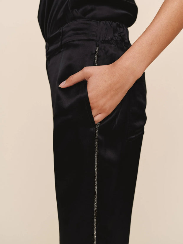 Trouser With Beaded Piping Black