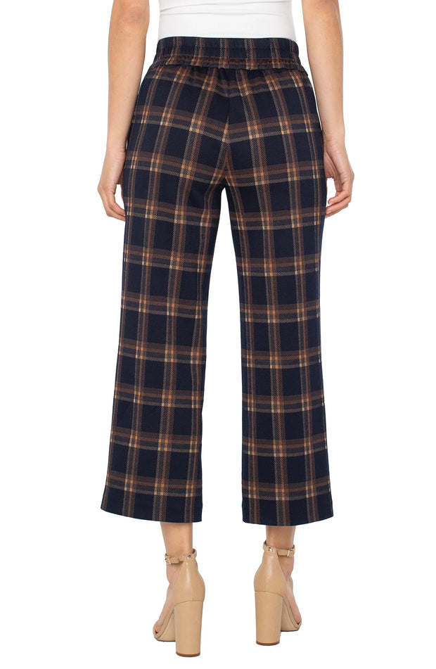 Mabel Pull On Crop Stovepipe Navy Plaid