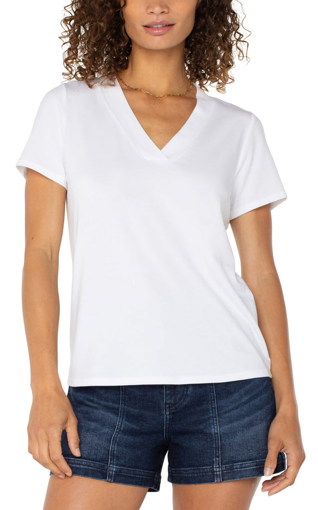 Short Sleeve Knit Tee W/Placket White