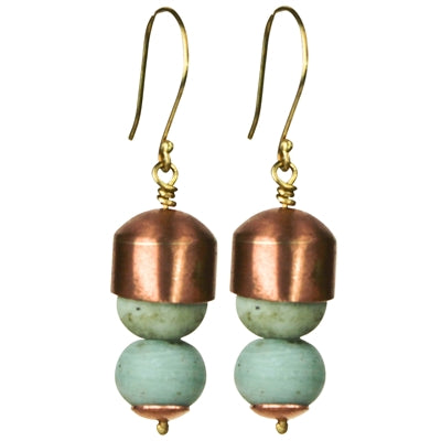 Bead and Copper Earring